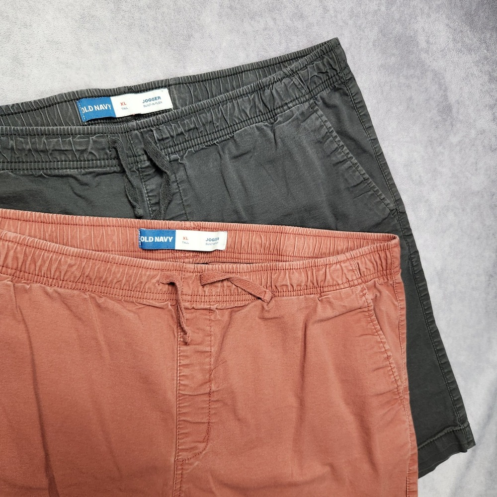 Old Navy Mens Jogger Shorts Lot of 2‎ XL Tall Gray Pink Built-In Flex Drawstring